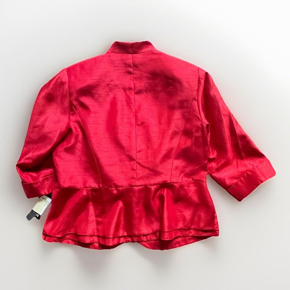 NWT Le Bos Jacket Blazer Short Red Peplum 3/4 Sleeve Womens Size 14W Holiday - Picture 5 of 15
